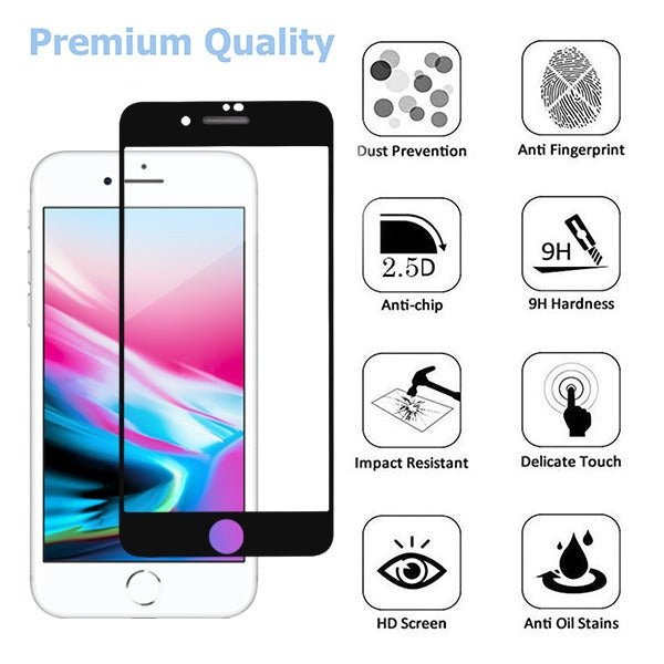 MyBat Full - screen Coverage Tempered Glass Screen Protector (Cellular Dust Prevention For Receiver) for Apple iPhone 8/7 - BlackMyBat Pro