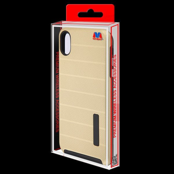 MyBat Fusion Protector Cover for Apple iPhone XS Max - Gold Dots TextuGold / Black