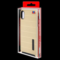 MyBat Fusion Protector Cover for Apple iPhone XS Max - Gold Dots TextuGold / Black