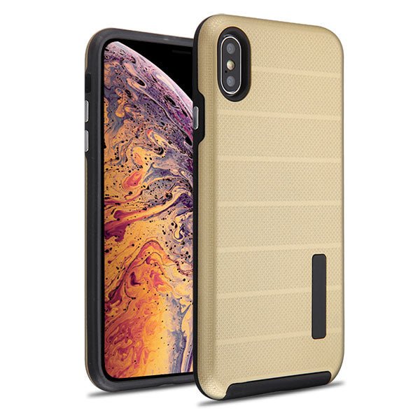 MyBat Fusion Protector Cover for Apple iPhone XS Max - Gold Dots TextuGold / Black