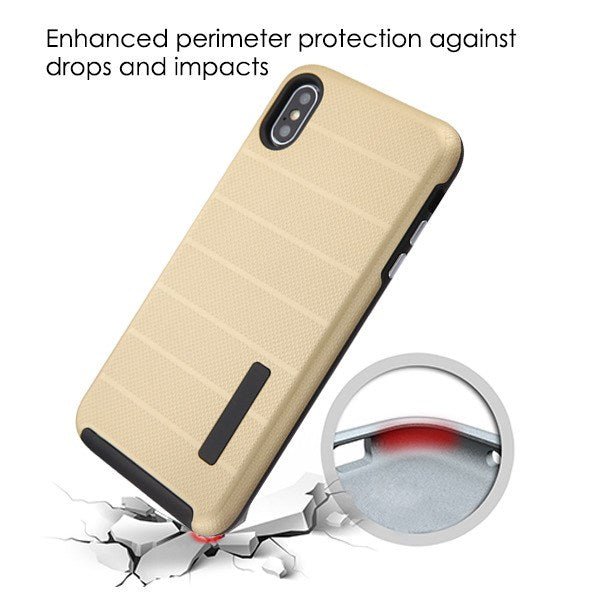 MyBat Fusion Protector Cover for Apple iPhone XS Max - Gold Dots TextuGold / Black