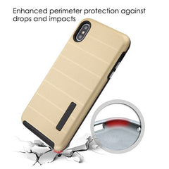 MyBat Fusion Protector Cover for Apple iPhone XS Max - Gold Dots TextuGold / Black