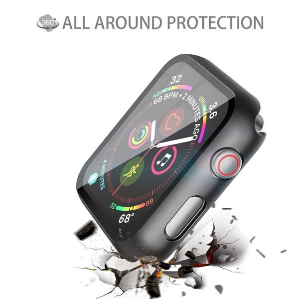 MyBat Fusion Protector Cover (with Tempered Glass Screen Protector) for Apple Watch Series 4 44mm/Watch SE (2022) 44mm / Watch SE 44mm - BlackMyBat Pro