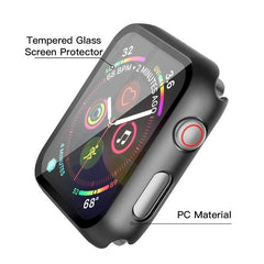 MyBat Fusion Protector Cover (with Tempered Glass Screen Protector) for Apple Watch Series 4 44mm/Watch SE (2022) 44mm / Watch SE 44mm - BlackMyBat Pro