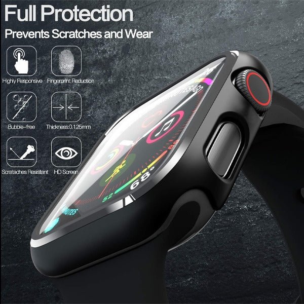 MyBat Fusion Protector Cover (with Tempered Glass Screen Protector) for Apple Watch Series 4 44mm/Watch SE (2022) 44mm / Watch SE 44mm - BlackMyBat Pro