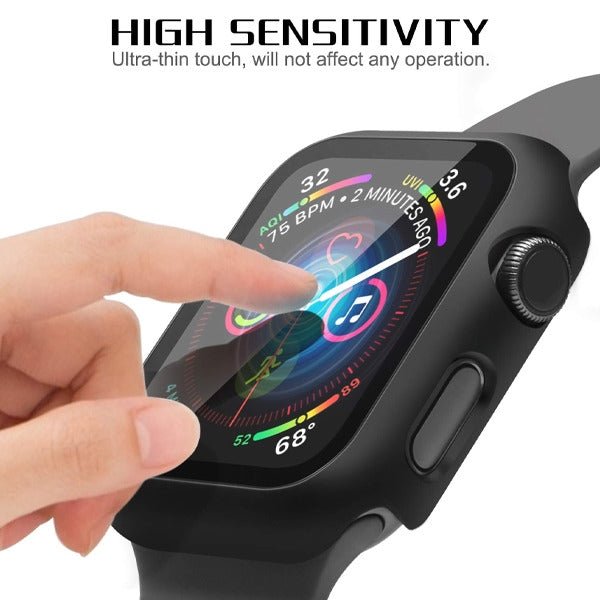 MyBat Fusion Protector Cover (with Tempered Glass Screen Protector) for Apple Watch Series 4 44mm/Watch SE (2022) 44mm / Watch SE 44mm - BlackMyBat Pro