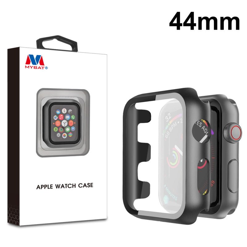 MyBat Fusion Protector Cover (with Tempered Glass Screen Protector) for Apple Watch Series 4 44mm/Watch SE (2022) 44mm / Watch SE 44mm - BlackMyBat Pro