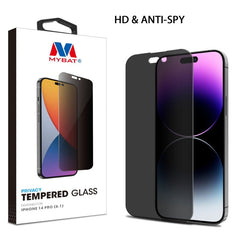 MyBat Privacy Tempered Glass Screen Protector (2.5D) for Apple iPhone 14 Pro (6.1) - ClearMyBat Pro