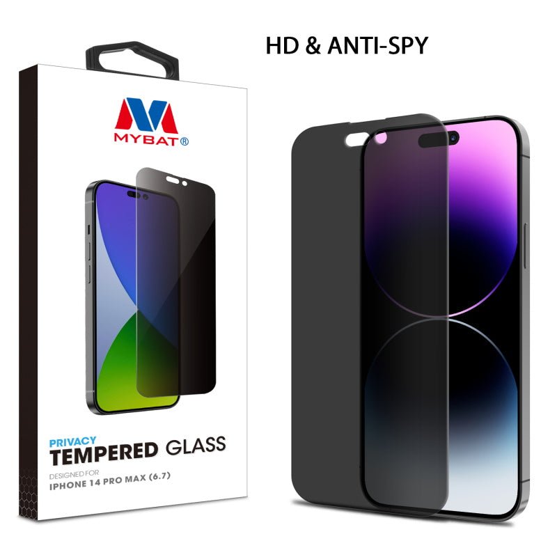 MyBat Privacy Tempered Glass Screen Protector (2.5D) for Apple iPhone 14 Pro Max (6.7) - ClearMyBat Pro