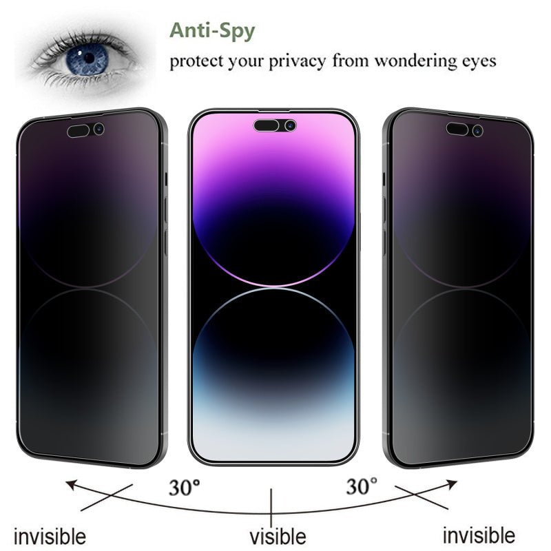 MyBat Privacy Tempered Glass Screen Protector (2.5D) for Apple iPhone 14 Pro Max (6.7) - ClearMyBat Pro