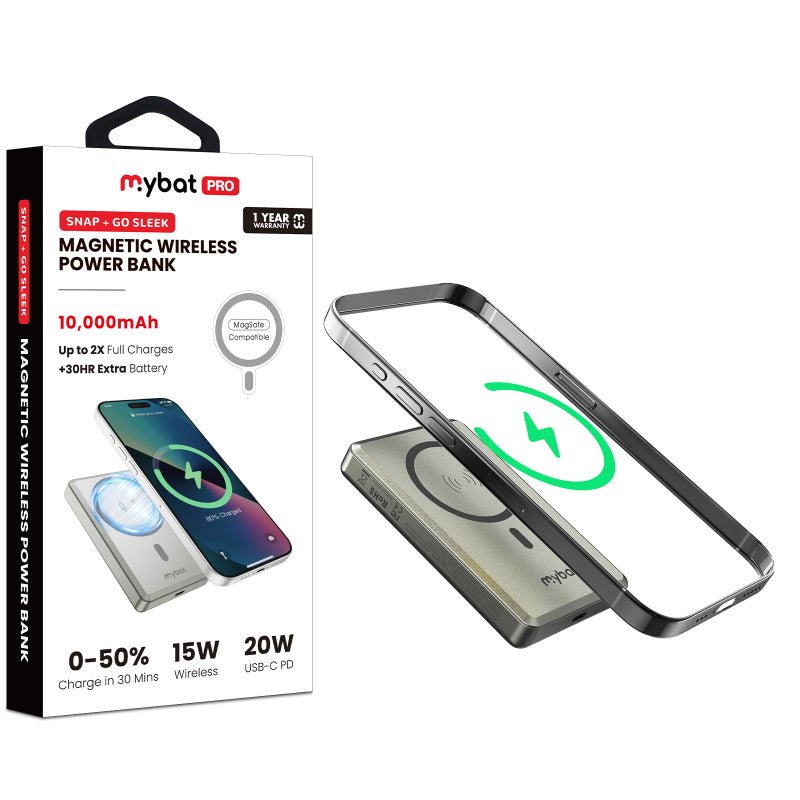 MyBat Pro 10000mAh SNAP + GO SLEEK Magnetic Wireless Power BankMyBat Pro
