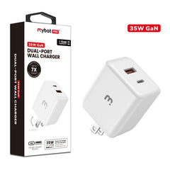 MyBat Pro 35W GaN Dual - Port Foldable Wall Charger (ETL Certified) - WhiteMybat Pro
