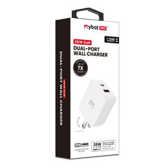 MyBat Pro 35W GaN Dual - Port Foldable Wall Charger (ETL Certified) - WhiteMybat Pro