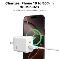 MyBat Pro 35W GaN Dual - Port Foldable Wall Charger (ETL Certified) - WhiteMybat Pro