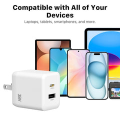 MyBat Pro 35W GaN Dual - Port Foldable Wall Charger (ETL Certified) - WhiteMybat Pro