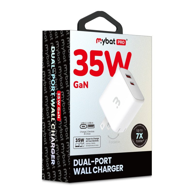 MyBat Pro 35W GaN Dual - Port Wall Charger – WhiteMybat Pro