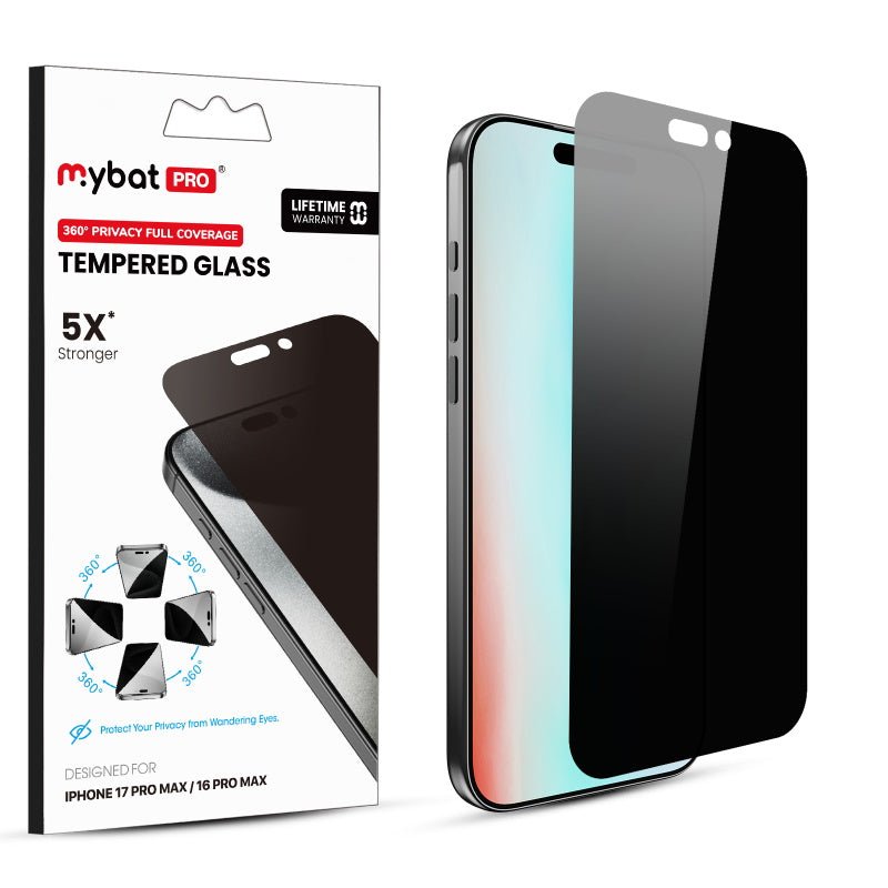 MyBat Pro 360° Privacy Full Coverage Tempered Glass for Apple iPhone 17 Pro Max / 16 Pro Max - BlackMyBat Pro