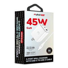 MyBat Pro 45W 3-Port Wall Charger w/ USB-C to USB-C CableMyBat Pro