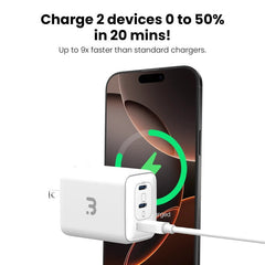 MyBat Pro 45W GaN 3 - Port Wall Charger - WhiteMybat Pro