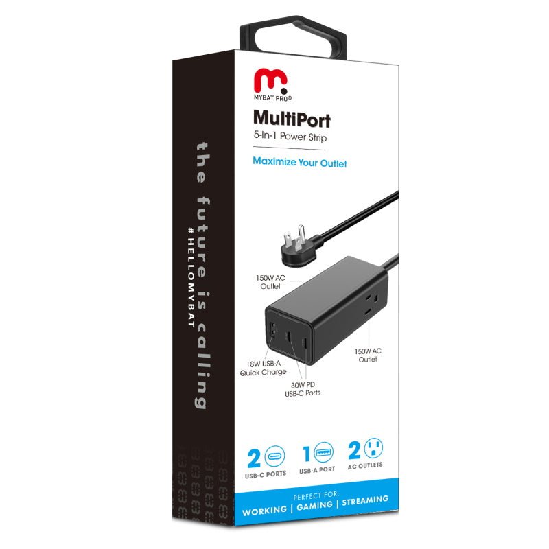 MyBat Pro 5 - in - 1 30W USB Power Strip - BlackMyBat Pro