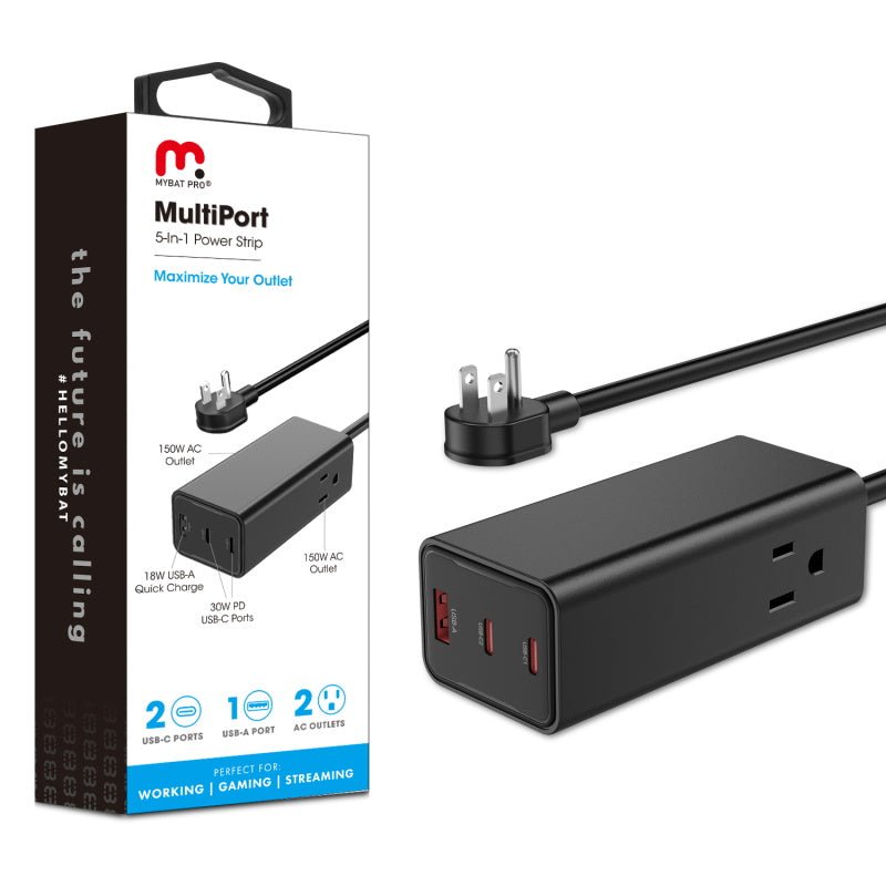 MyBat Pro 5 - in - 1 30W USB Power Strip - BlackMyBat Pro