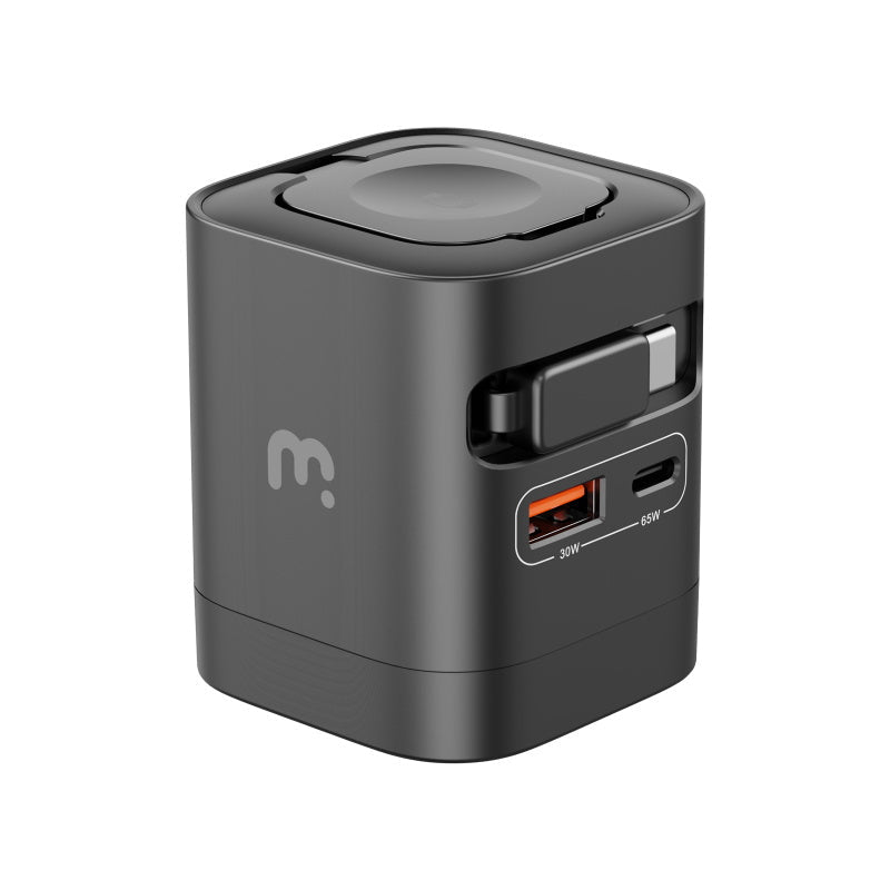 MyBat Pro 65W Dual - Port GaN Wall Charger + Built - In Smartwatch Charging & Retractable USB - C CableMyBat Pro