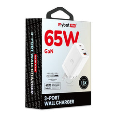 MyBat Pro 65W GaN 3 - Port Wall Charger – WhiteMybat Pro