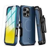 MyBat Pro Antimicrobial Maverick Series w/ MagSafe Case with Holster and Tempered Glass for Apple iPhone 16 ProiPhone 16 Pro
