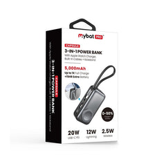 MyBat Pro Capsule 3 - in - 1 Power Bank with Apple Watch Charger, Built - In Cables + Kickstand - 5000 mAhMyBat Pro