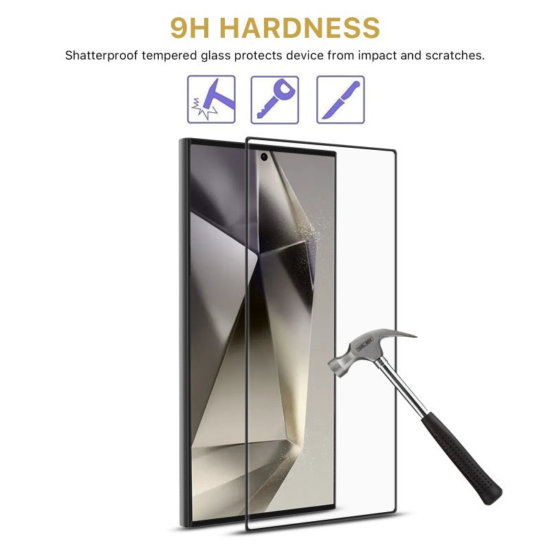 MyBat Pro Full Coverage Tempered Glass Screen Protector (Fingerprint Unlock) for Samsung Galaxy S24 Ultra - Black