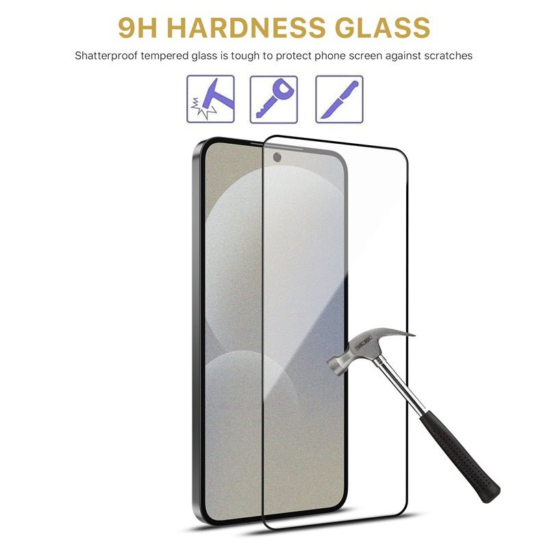 MyBat Pro Full Coverage Tempered Glass Screen Protector (Fingerprint Unlock) for Samsung Galaxy S25 / Galaxy S24 - Black