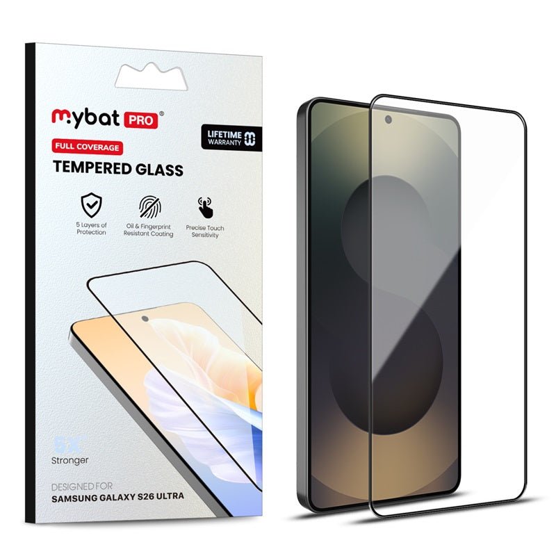 MyBat Pro Full Coverage Tempered Glass Screen Protector (Fingerprint Unlock) for Samsung Galaxy S26 UltraMyBat Pro