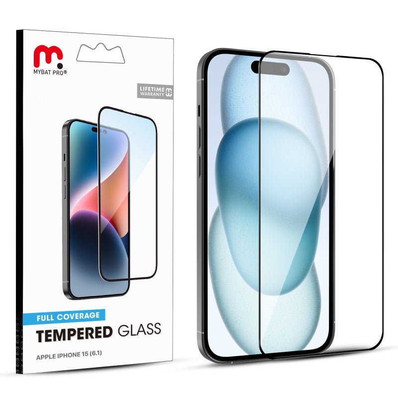 MyBat Pro Full Coverage Tempered Glass Screen Protector for Apple iPhone 15 (6.1)iPhone 15