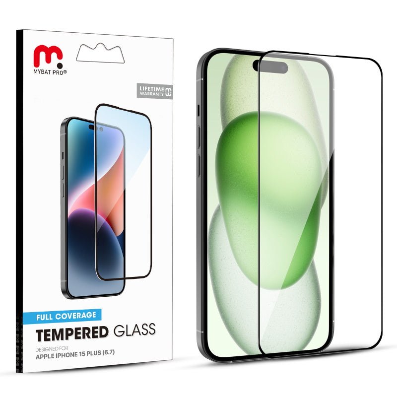 MyBat Pro Full Coverage Tempered Glass Screen Protector for Apple iPhone 15 PlusiPhone 15 Plus