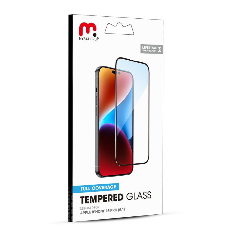 MyBat Pro Full Coverage Tempered Glass Screen Protector for Apple iPhone 15 Pro (6.1)iPhone 15 Pro