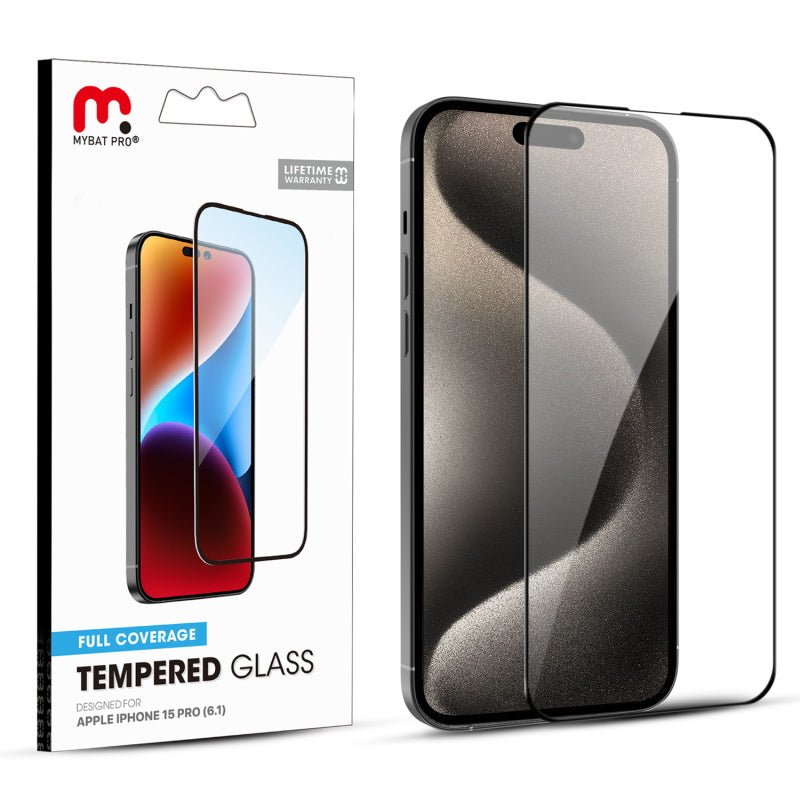 MyBat Pro Full Coverage Tempered Glass Screen Protector for Apple iPhone 15 Pro (6.1)iPhone 15 Pro