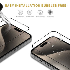 MyBat Pro Full Coverage Tempered Glass Screen Protector for Apple iPhone 15 Pro (6.1)iPhone 15 Pro