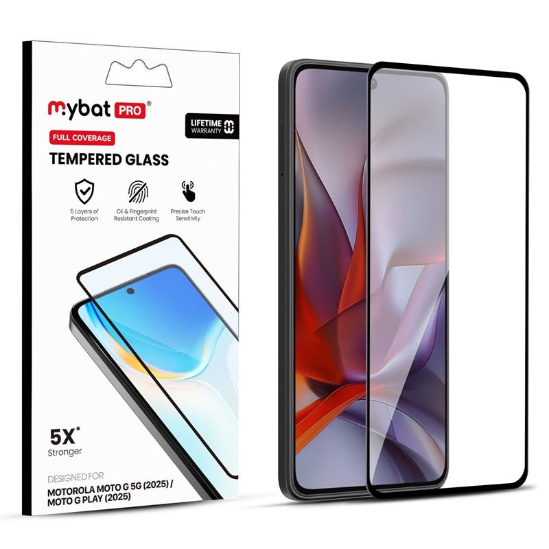MyBat Pro Full Coverage Tempered Glass Screen Protector for Motorola Moto G 5G (2025) / Moto G Play (2025) - BlackMybat Pro