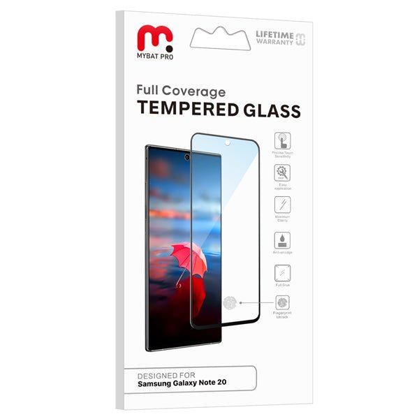 MyBat Pro Full Coverage Tempered Glass Screen Protector w/ Fingerprint Unlock for Samsung Galaxy Note 20 - Clear