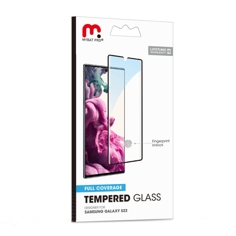 MyBat Pro Full Coverage Tempered Glass Screen Protector w/ Fingerprint Unlock for Samsung Galaxy S22 - Clear
