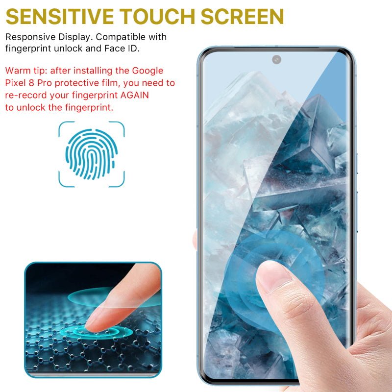 MyBat Pro Full Curve Coverage Tempered Glass Screen Protector for Google Pixel 8 Pro - BlackGoogle Pixel 8