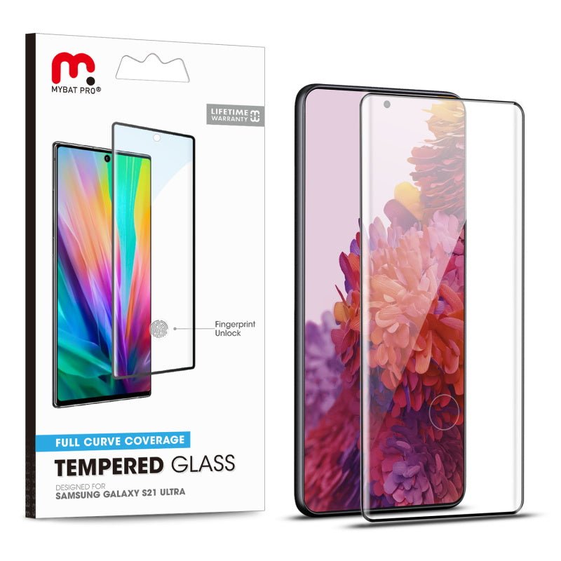 MyBat Pro Full Curve Coverage Tempered Glass Screen Protector for Samsung Galaxy S21 Ultra - Clear