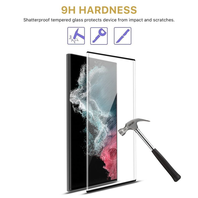 MyBat Pro Full Curve Coverage Tempered Glass Screen Protector for Samsung Galaxy S22 Ultra - Clear