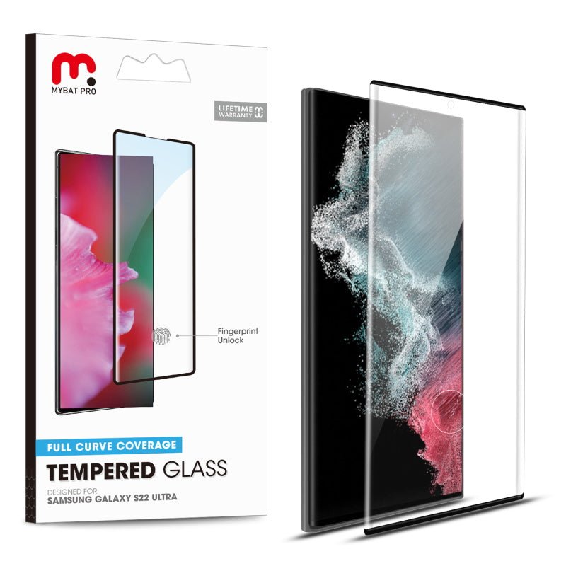 MyBat Pro Full Curve Coverage Tempered Glass Screen Protector for Samsung Galaxy S22 Ultra - Clear