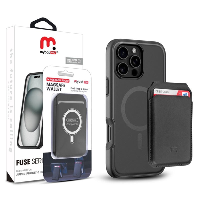 MyBat Pro Fuse Series Case Bundle + MagStash Wallet Folio for Apple iPhone 16 Pro