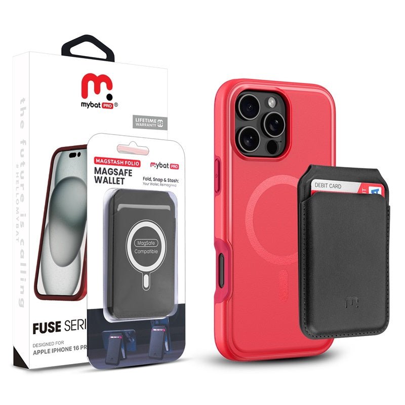 MyBat Pro Fuse Series Case Bundle + MagStash Wallet Folio for Apple iPhone 16 Pro