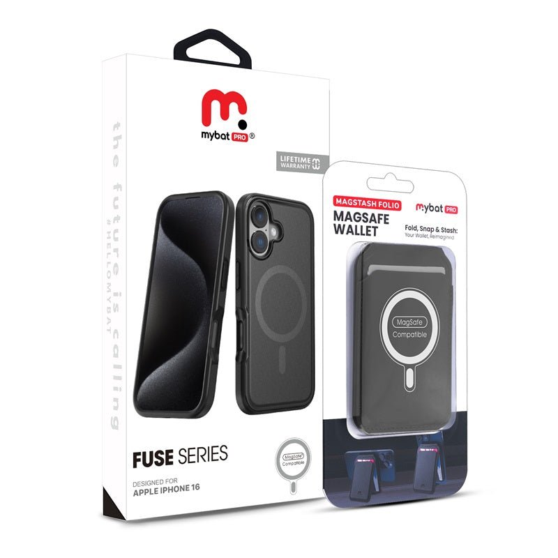 MyBat Pro Fuse Series Case Bundle + MagStash Wallet Folio for Apple iPhone 16