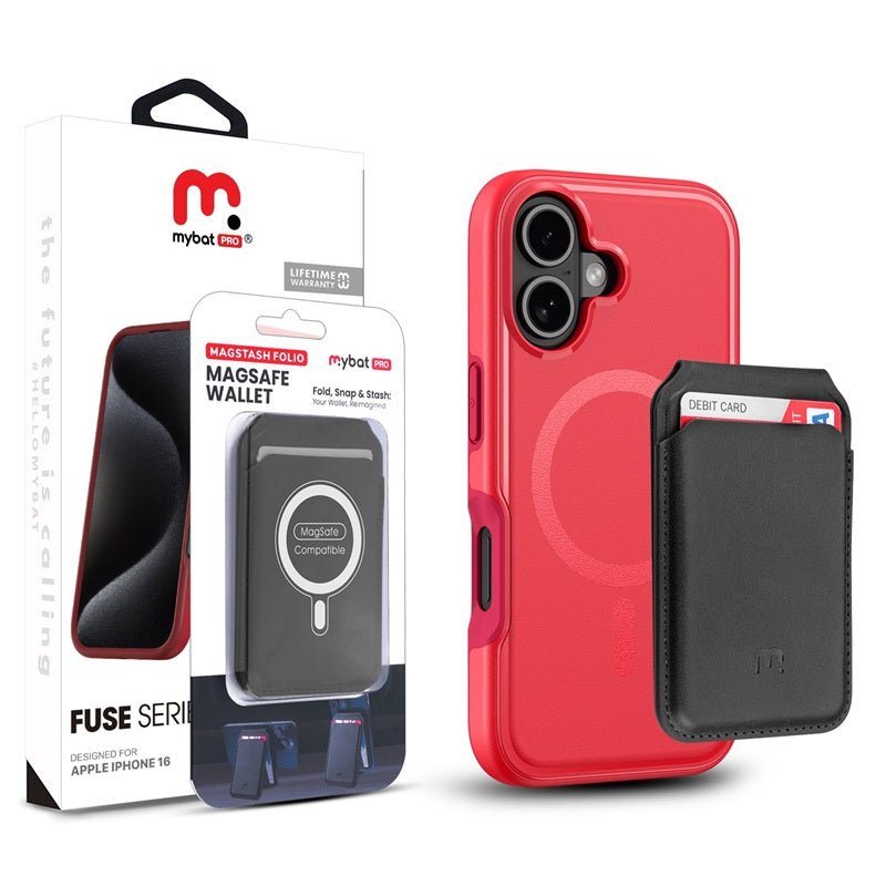 MyBat Pro Fuse Series Case Bundle + MagStash Wallet Folio for Apple iPhone 16