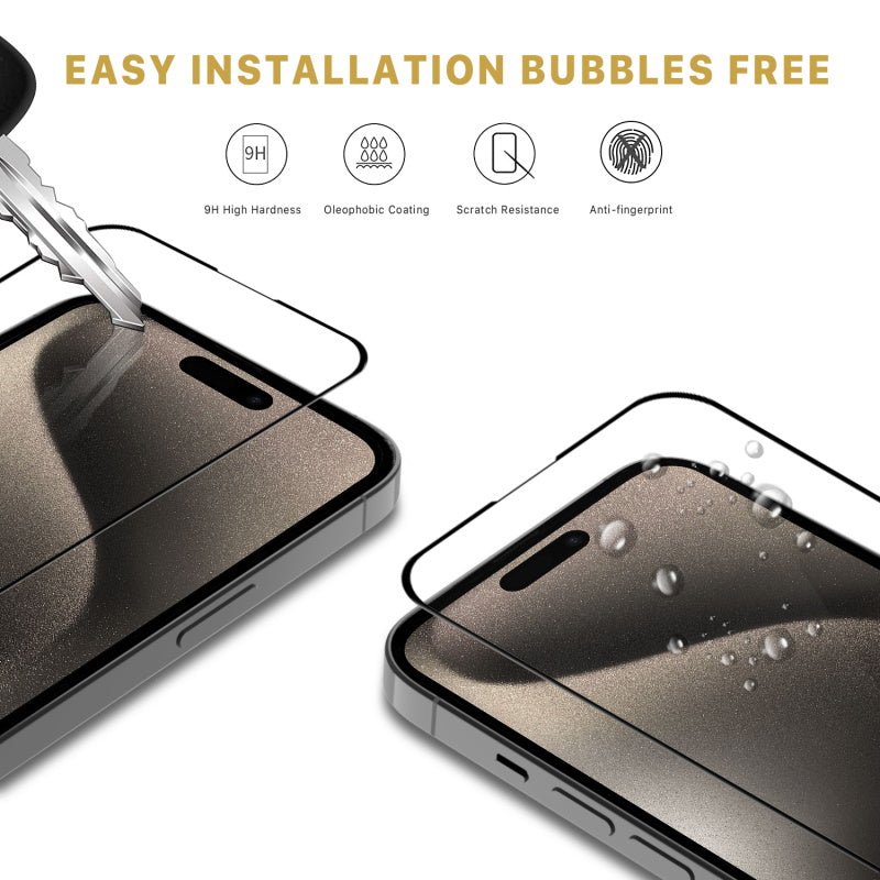 MyBat Pro LightArmor Tempered Glass Screen Protector for Apple iPhone 15 Pro (6.1) - BlackMyBat Pro