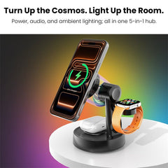 MyBat Pro Luna 5 - in - 1 MagSafe Wireless Charging Dock & Speaker with LightsMyBat Pro